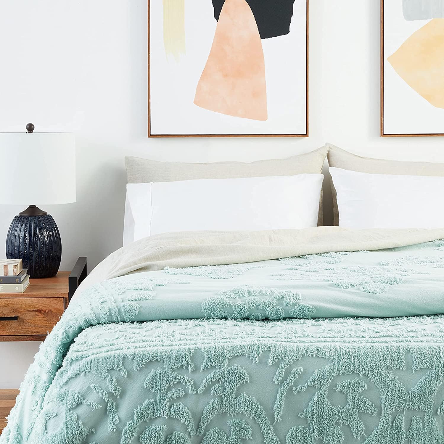 Beatrice Home Fashions Medallion Chenille Bedspread~ 100% Cotton ~ Queen ~ Blue POS Nerds