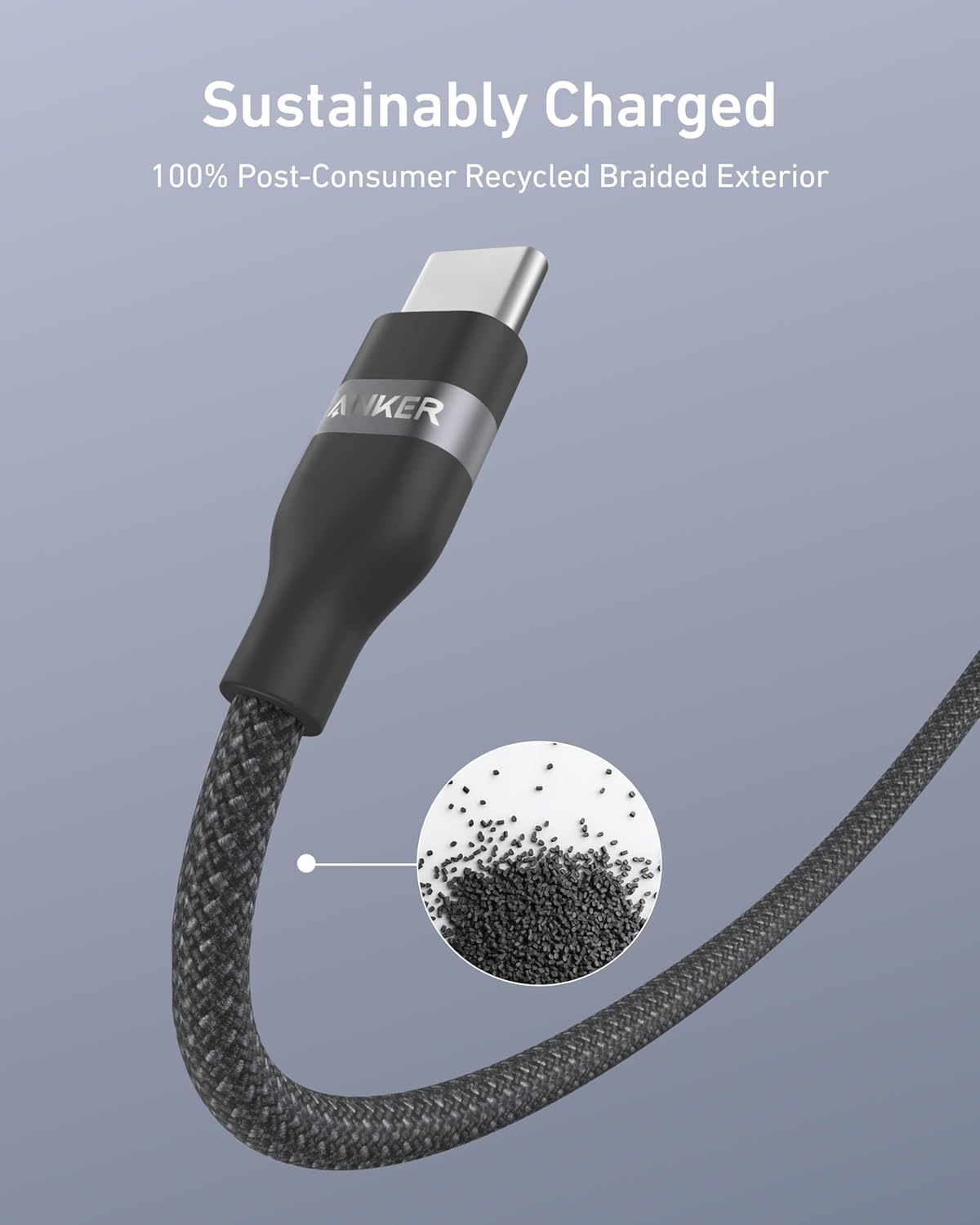 Anker USB-C to USB-C Cable (3 ft / 6 ft, 240W, Upcycled-Braided) Anker