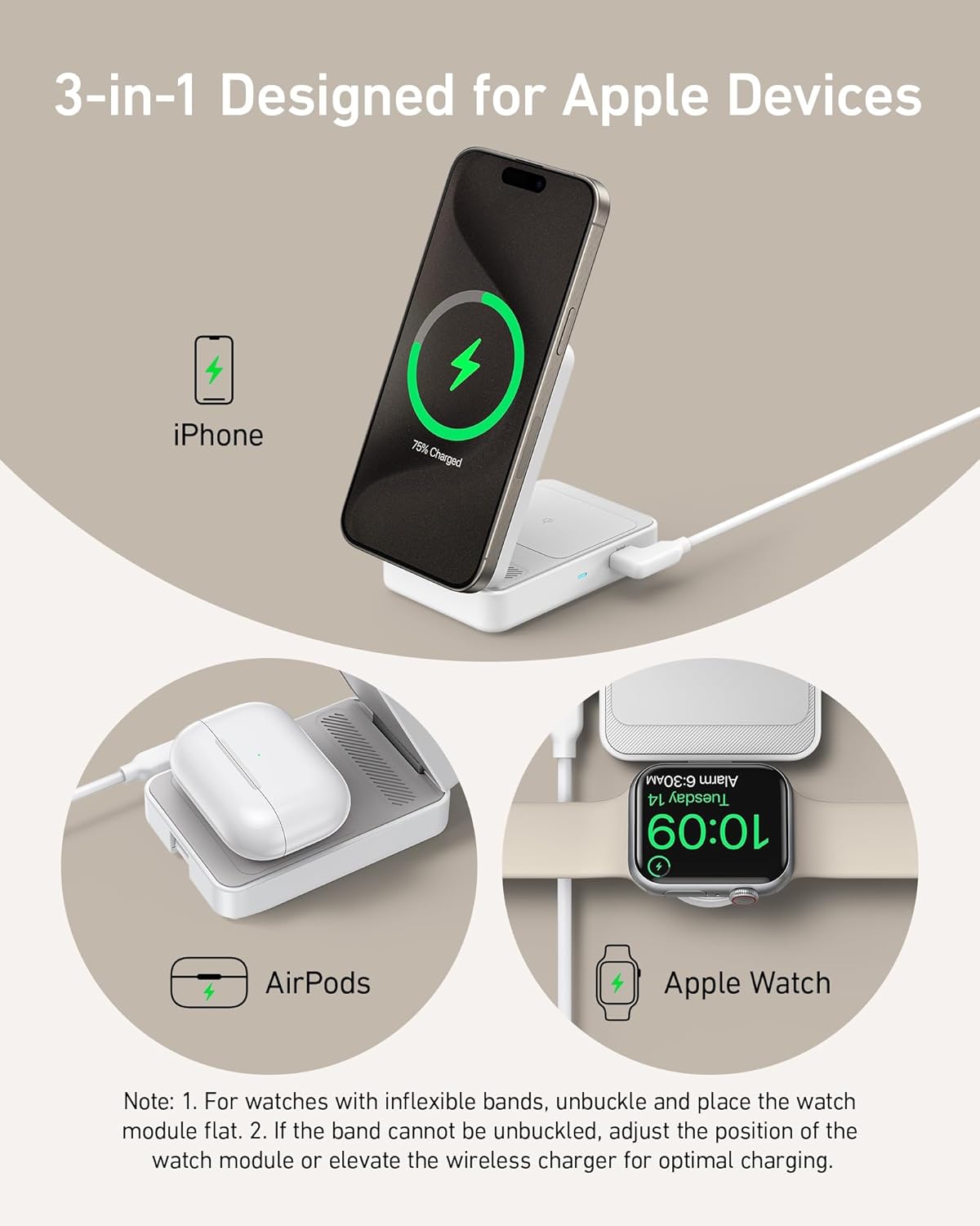 Anker MagGo Wireless Charging Station (Foldable 3-in-1) Anker