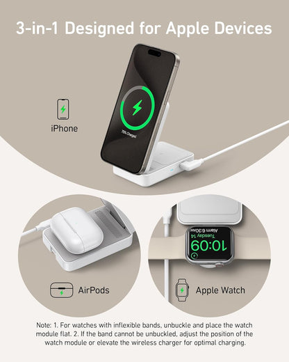 Anker MagGo Wireless Charging Station (Foldable 3-in-1) Anker