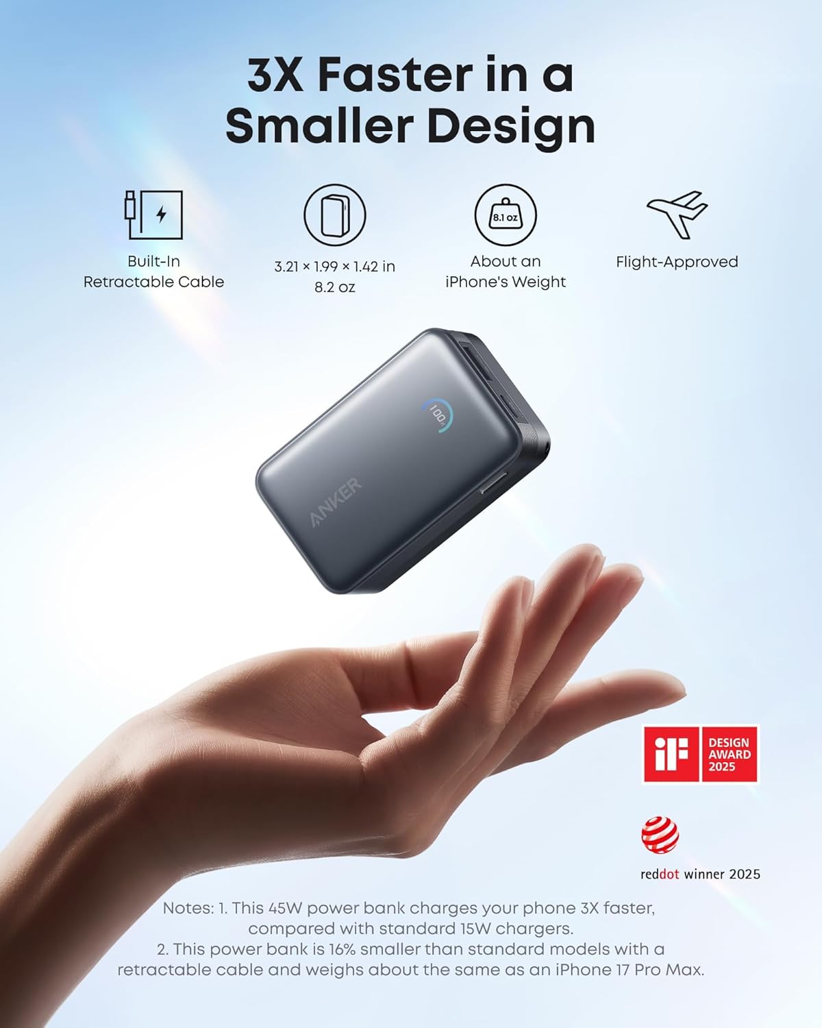 Anker Nano Power Bank (10K, 45W, Built-In Retractable USB-C Cable) Anker