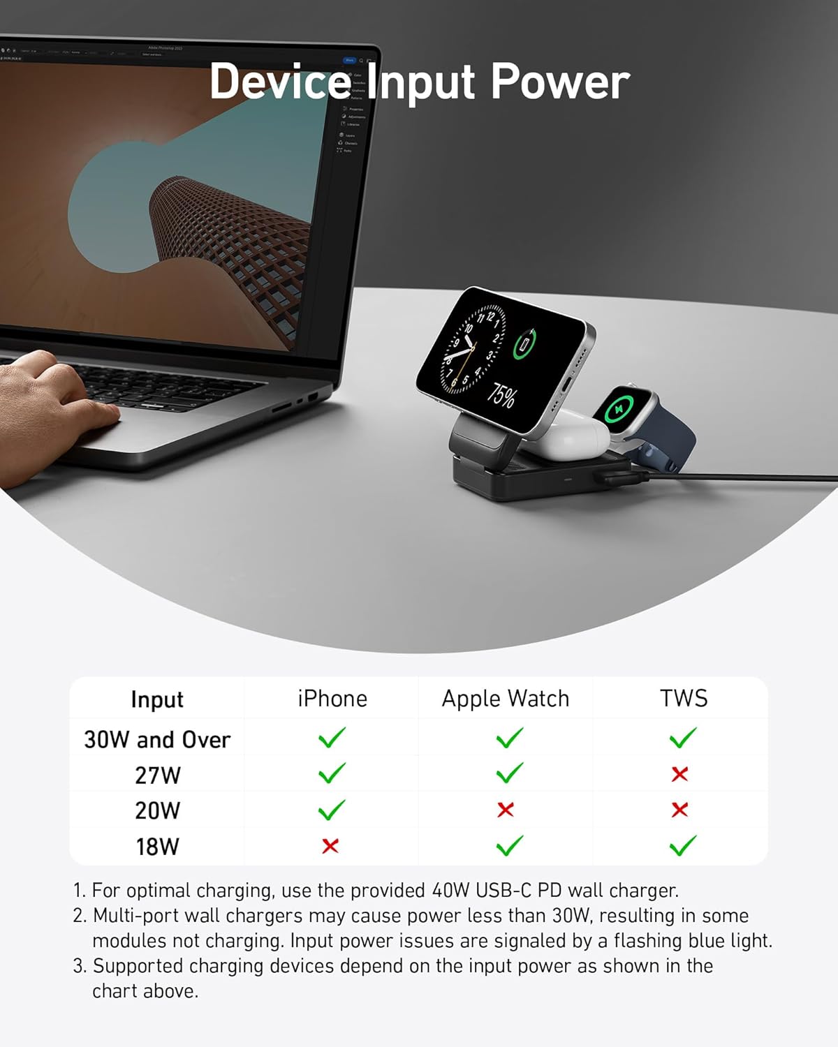 Anker MagGo Wireless Charging Station (Foldable 3-in-1) Anker