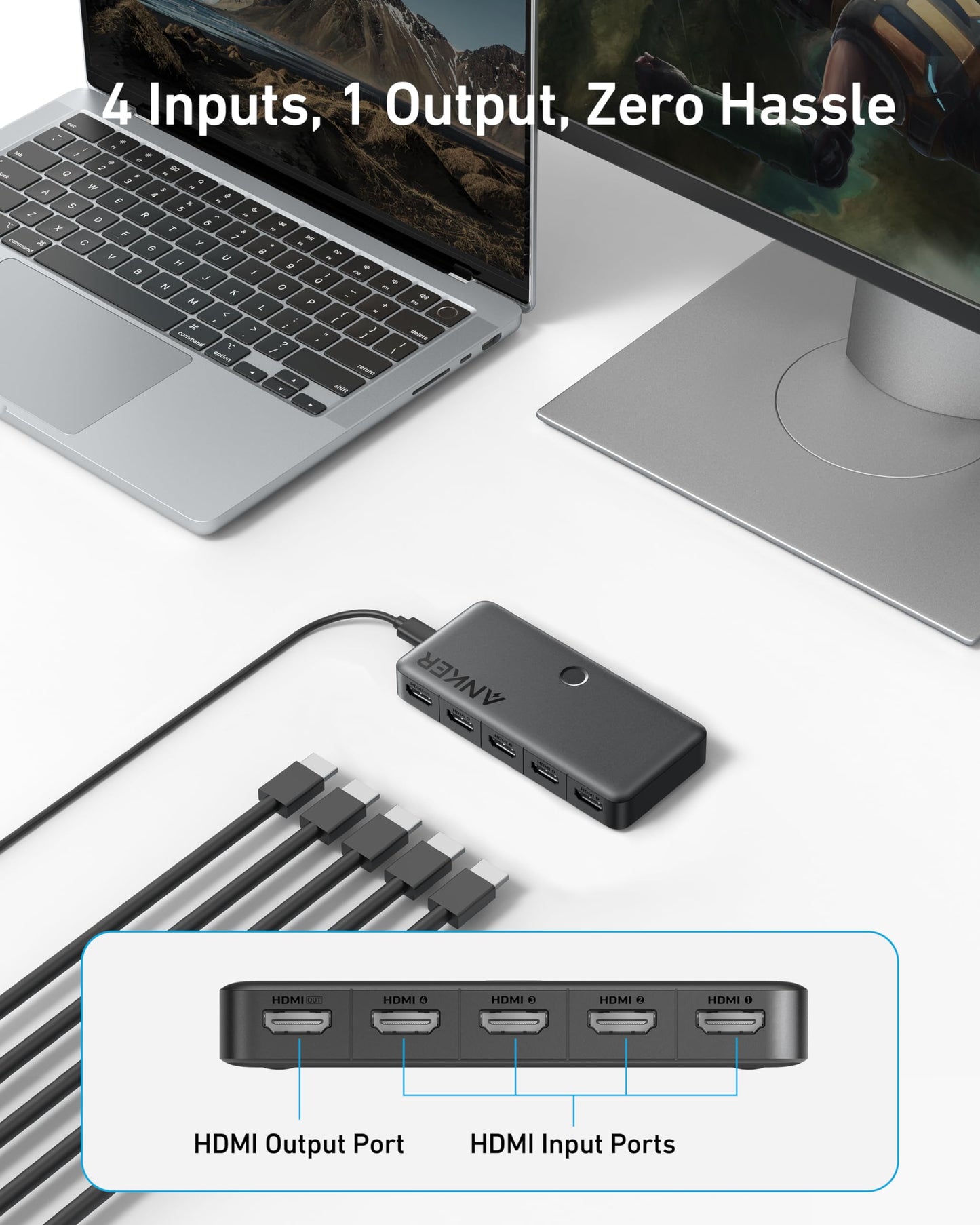 Anker HDMI Switch (4 in 1 Out, 4K HDMI) Anker