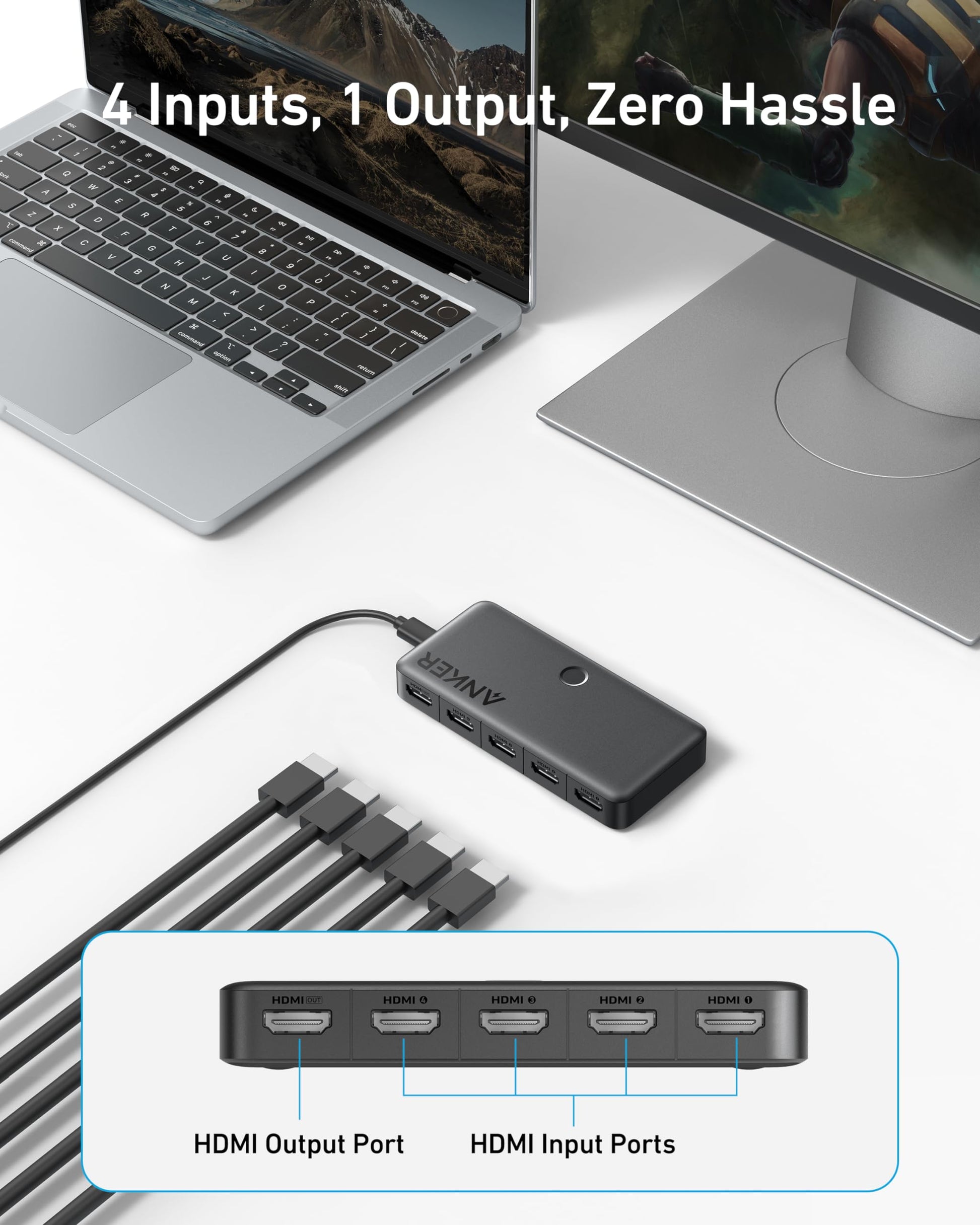 Anker HDMI Switch (4 in 1 Out, 4K HDMI) Anker