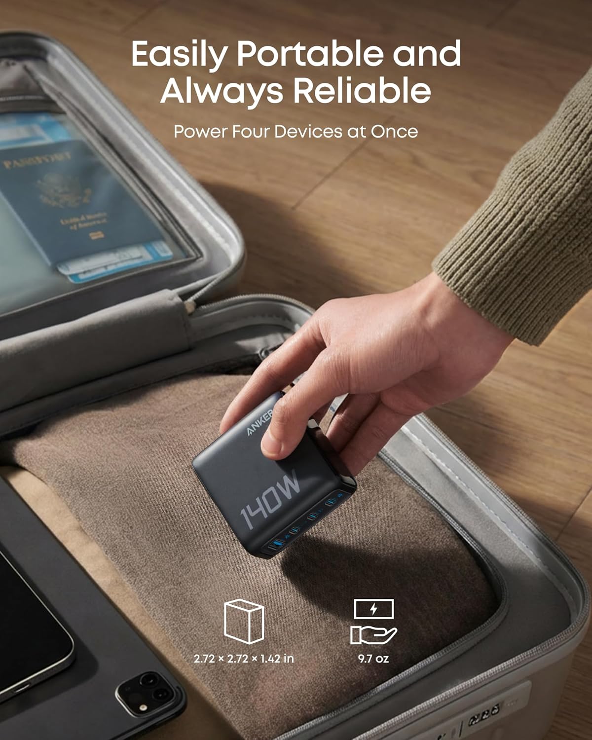 Anker Laptop Power Bank (25K, 165W, Built-In and Retractable Cables) Anker