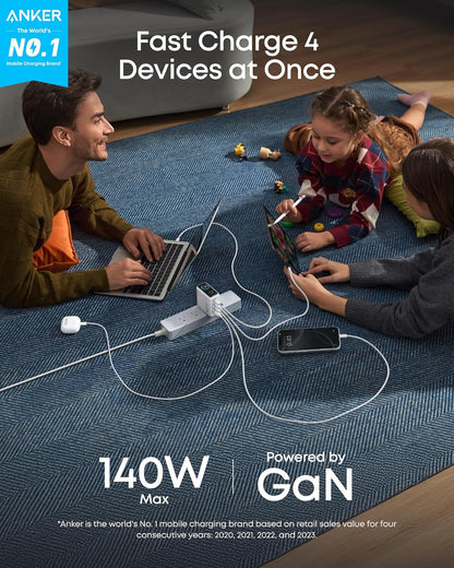 Anker Charger (140W, 4-Port, PD 3.1) with USB-C Cable Anker