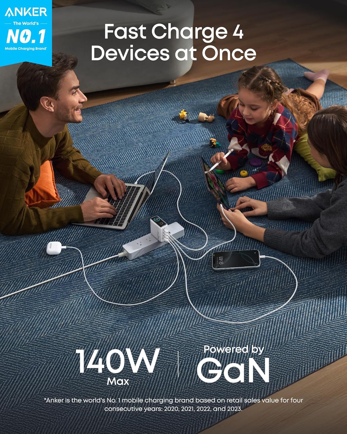 Anker Laptop Power Bank (25K, 165W, Built-In and Retractable Cables) Anker