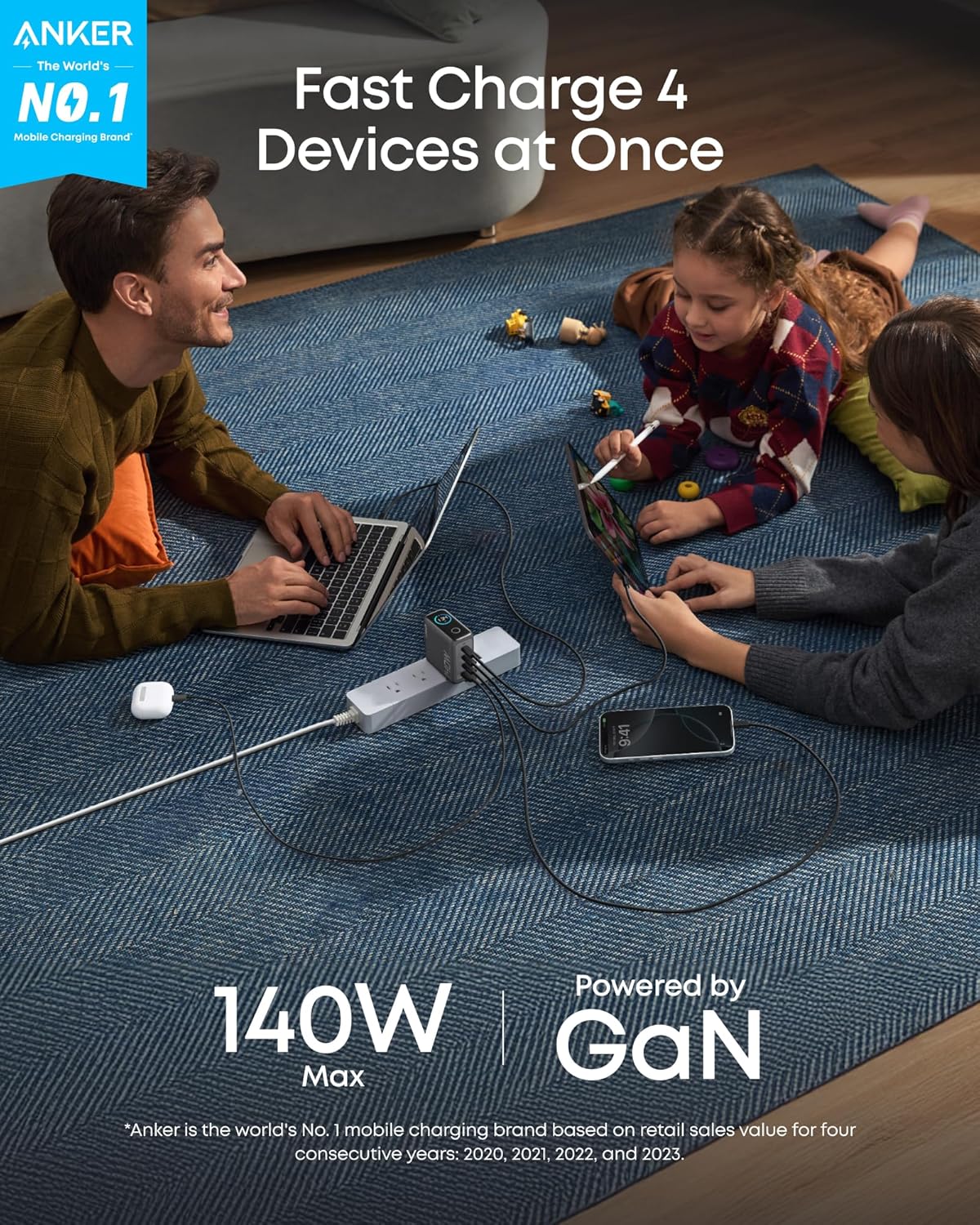 Anker Laptop Power Bank (25K, 165W, Built-In and Retractable Cables) Anker