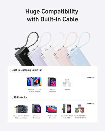 Anker Power Bank (10K, Fusion, Built-In Cable) Anker