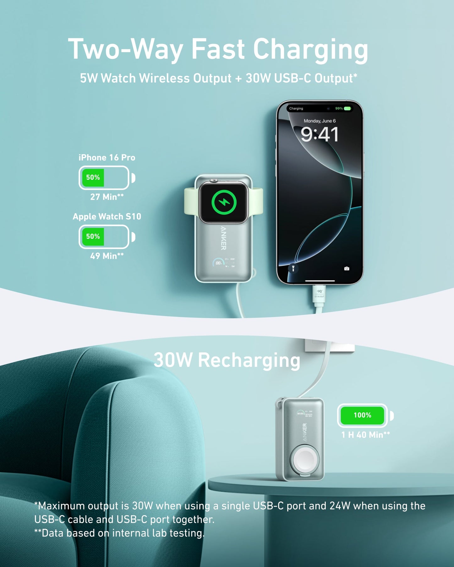 Anker MagGo Power Bank (10K, 35W, For Apple Watch) Anker