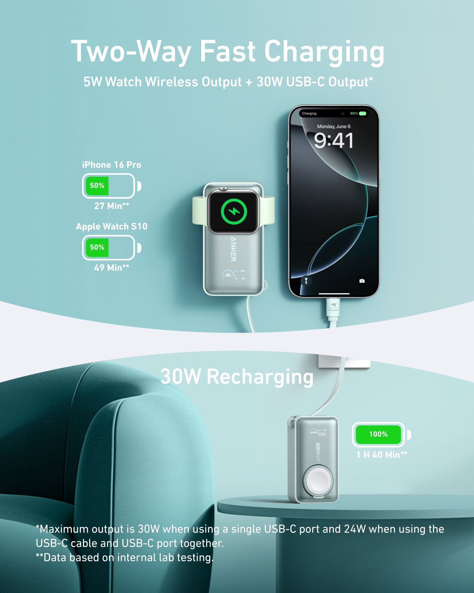 Anker MagGo Power Bank (10K, 35W, For Apple Watch) Anker