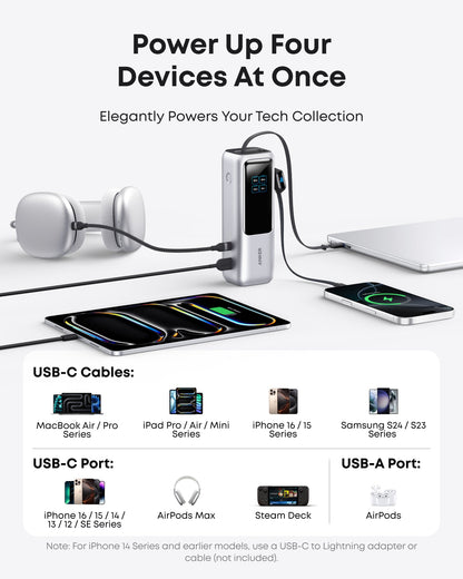 Anker Laptop Power Bank (25K, 165W, Built-In and Retractable Cables) Anker
