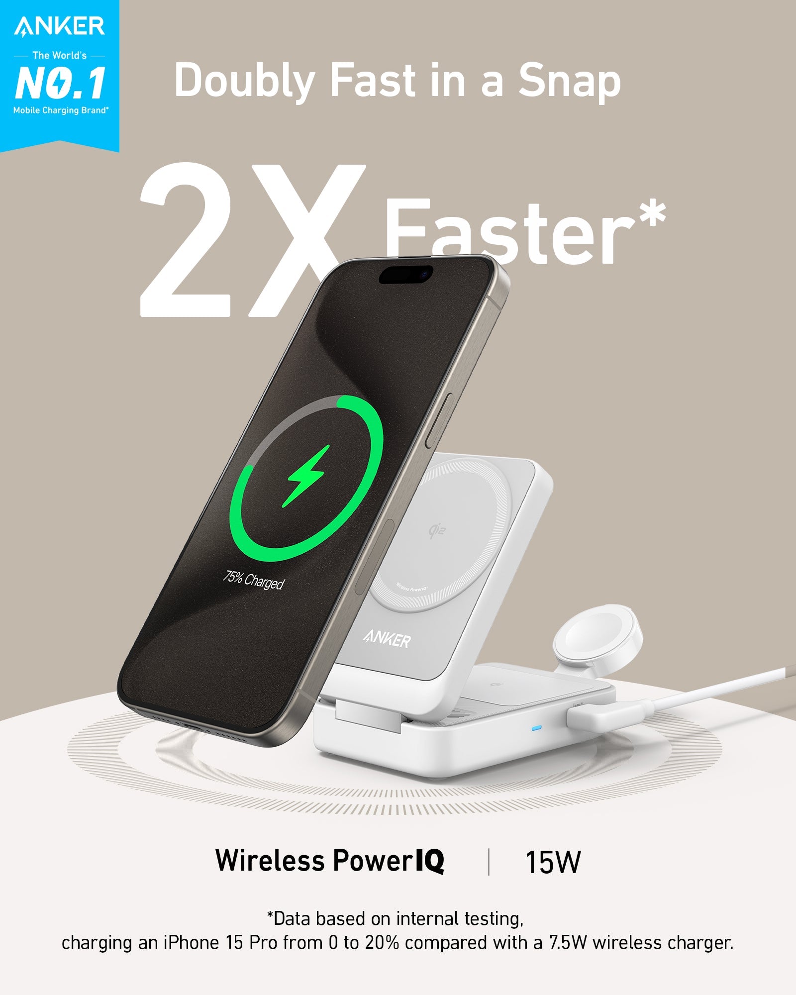 Anker MagGo Wireless Charging Station (Foldable 3-in-1) Anker