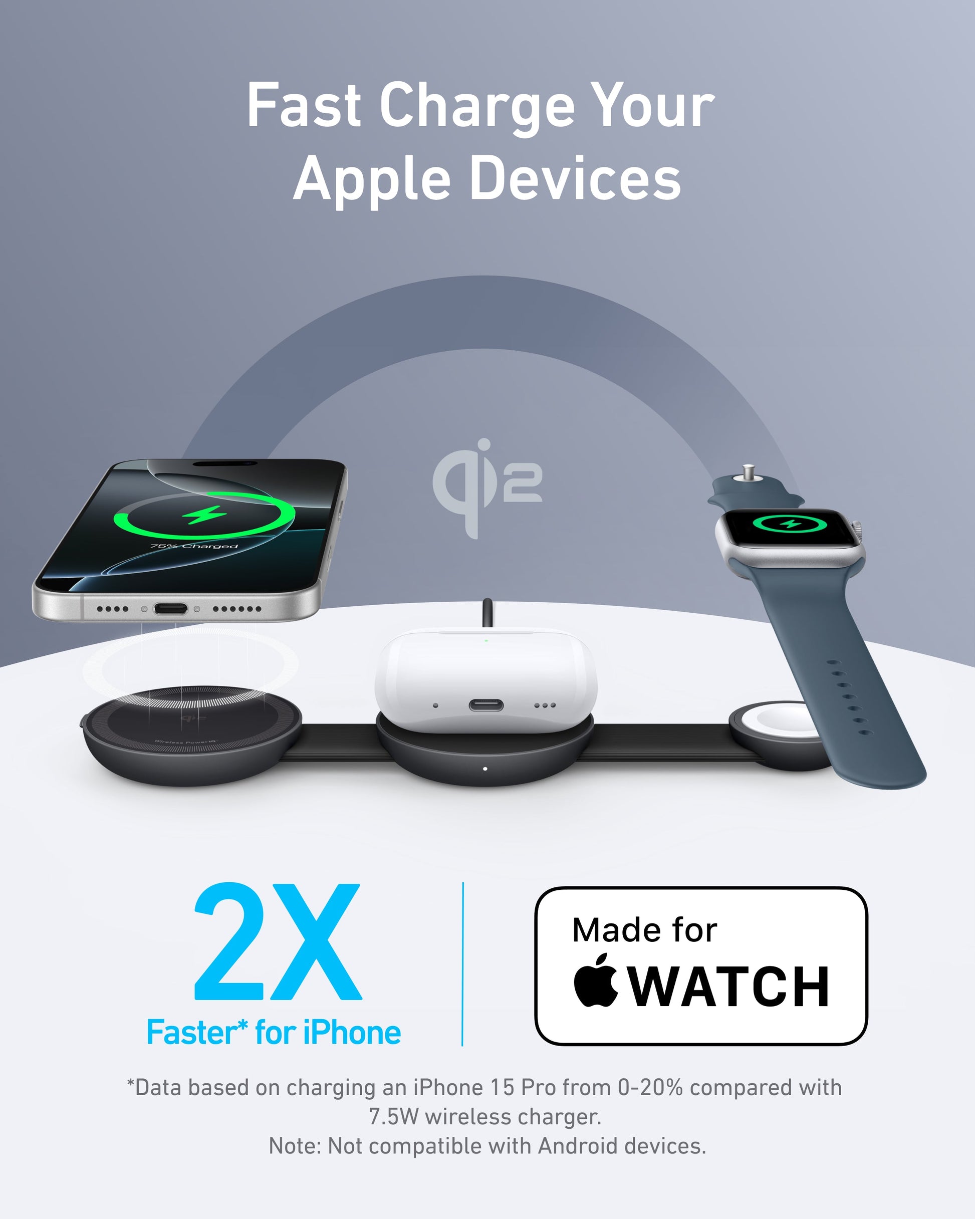 Anker MagGo Wireless Charging Station (3-in-1, Foldable Pad) Anker