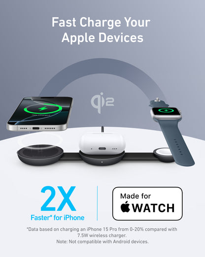 Anker MagGo Wireless Charging Station (3-in-1, Foldable Pad) Anker