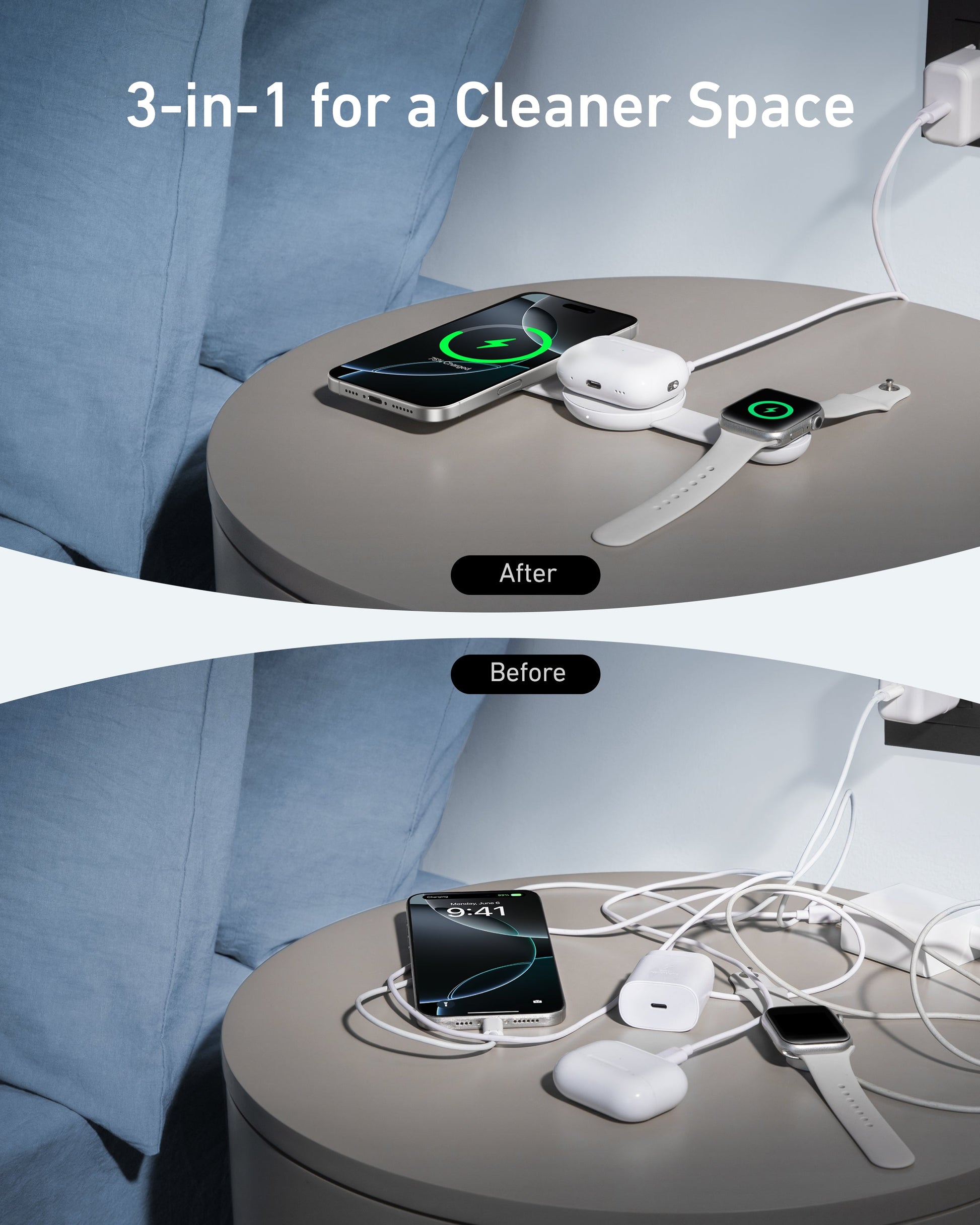 Anker MagGo Wireless Charging Station (3-in-1, Foldable Pad) Anker