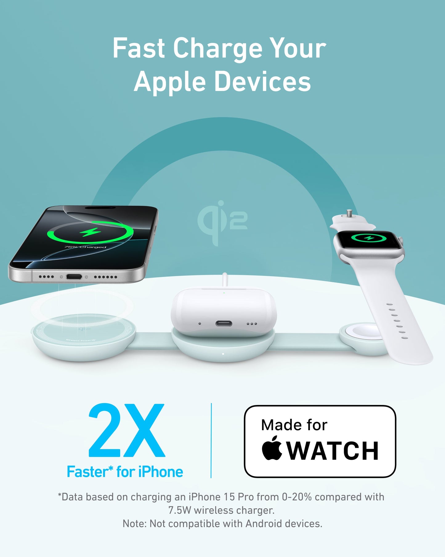 Anker MagGo Wireless Charging Station (3-in-1, Foldable Pad) Anker