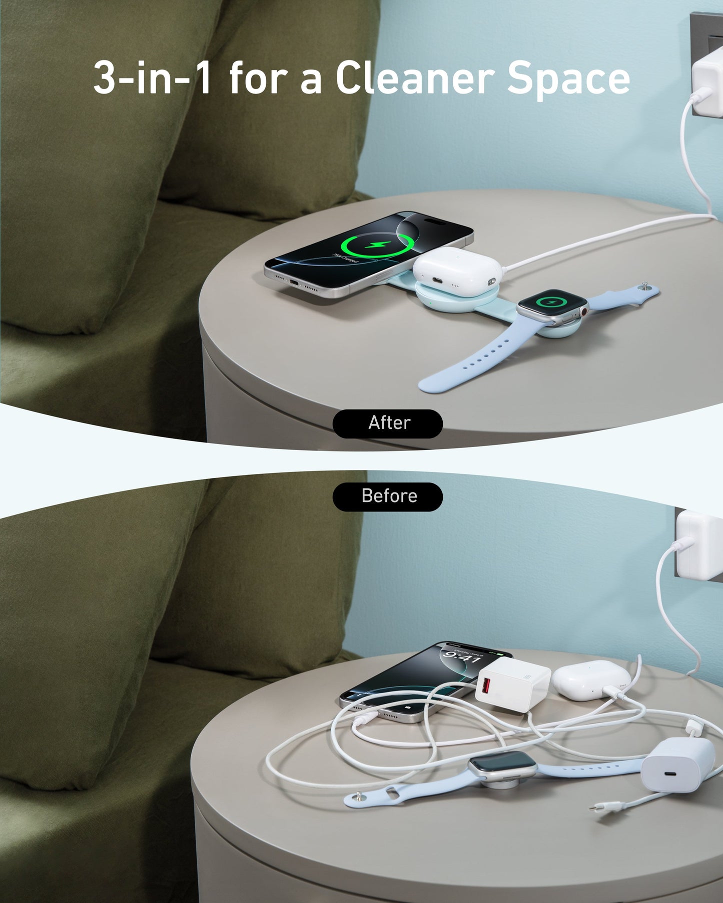 Anker MagGo Wireless Charging Station (3-in-1, Foldable Pad) Anker