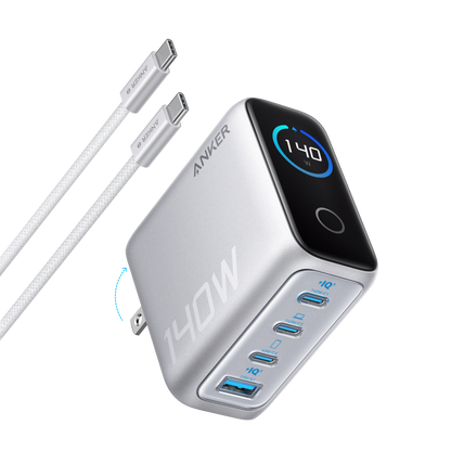 Anker Charger (140W, 4-Port, PD 3.1) with USB-C Cable Anker