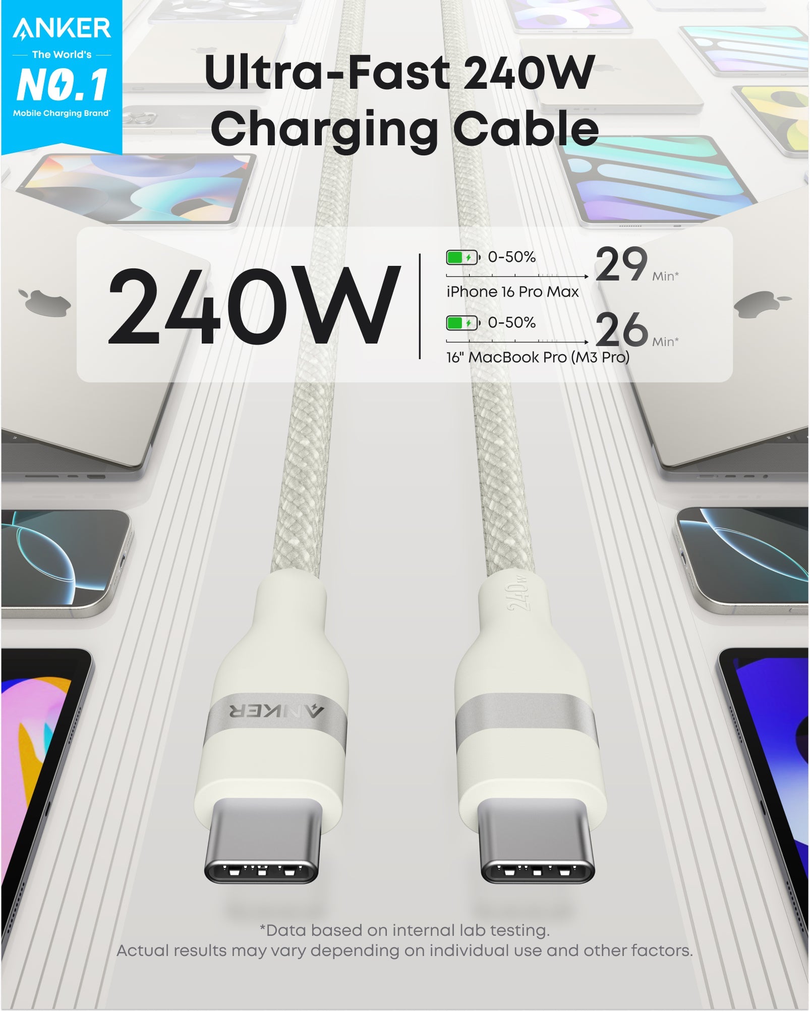 Anker Laptop Power Bank (25K, 165W, Built-In and Retractable Cables) Anker