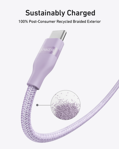Anker USB-C to USB-C Cable (3 ft / 6 ft, 240W, Upcycled-Braided) Anker