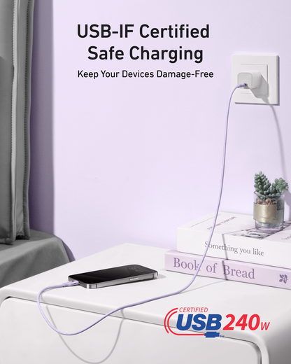 Anker USB-C to USB-C Cable (3 ft / 6 ft, 240W, Upcycled-Braided) Anker