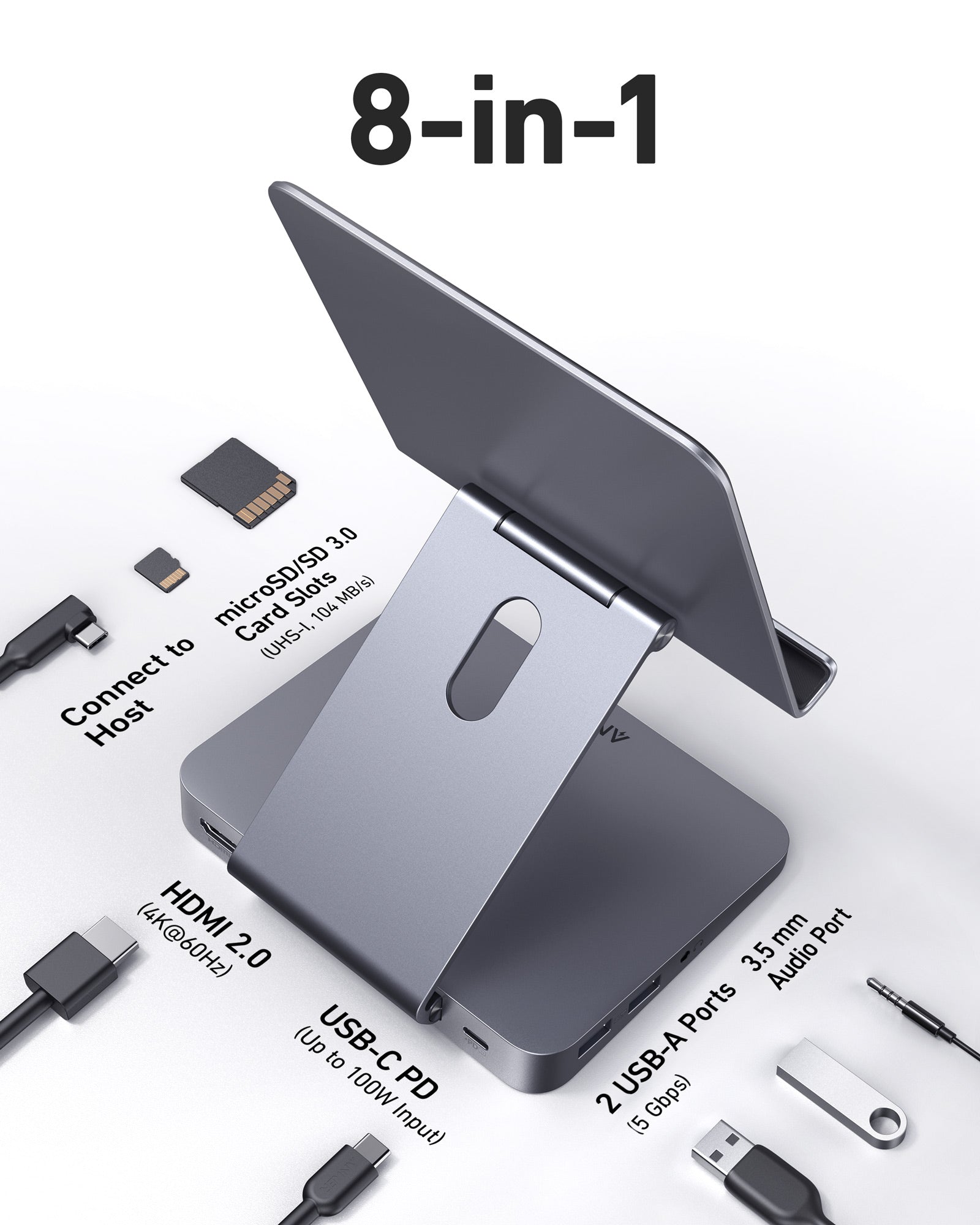 Anker 551 USB-C Hub (8-in-1, Tablet Stand) Anker