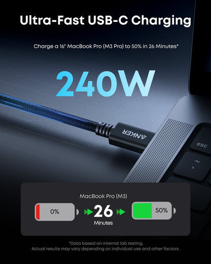 Anker Prime Thunderbolt 5 Cable (3.3 ft / 1.7 ft, 80 Gbps, 240W) Anker