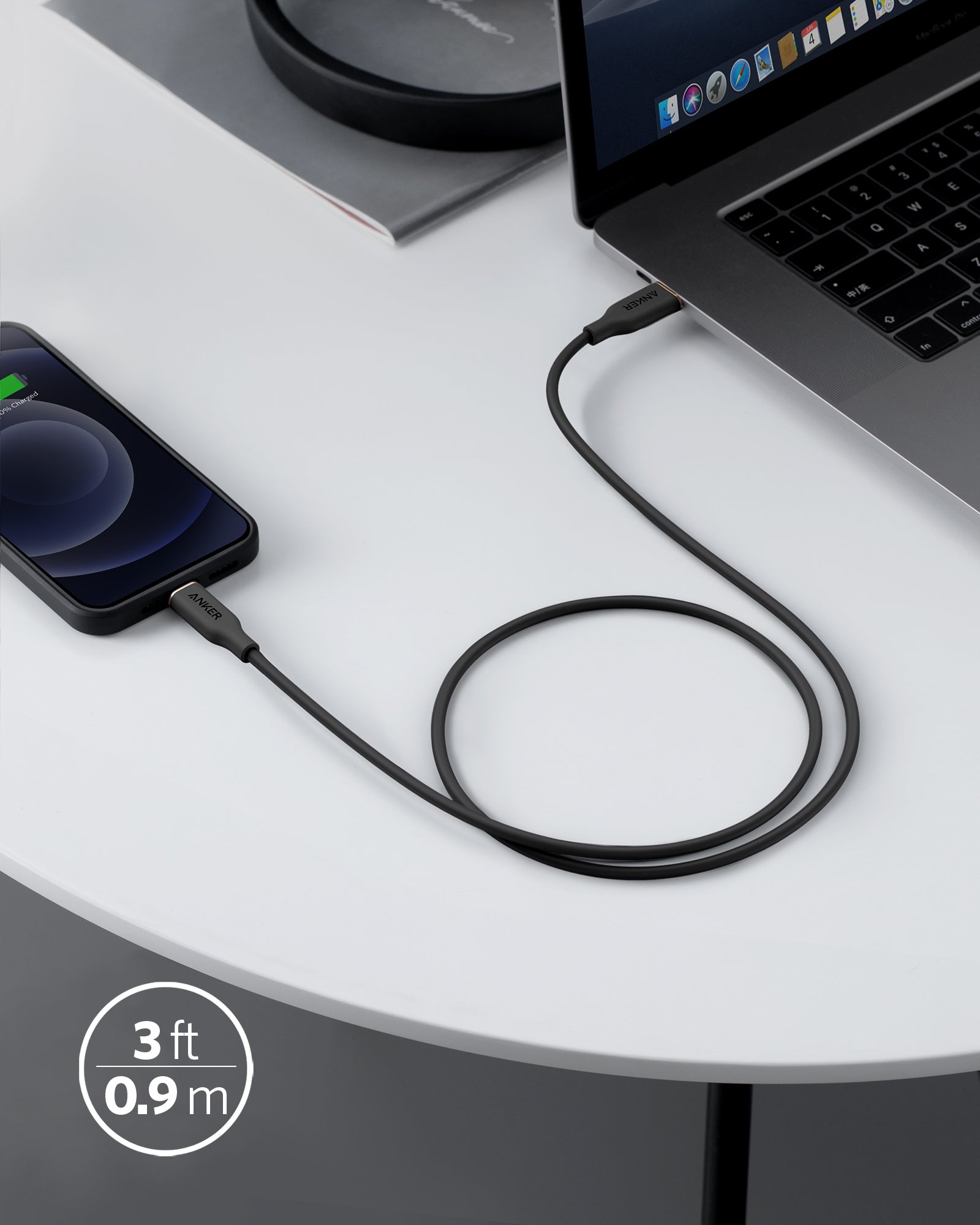 Anker <b>641</b> USB-C to Lightning Cable (Flow, 3 ft Silicone) Anker