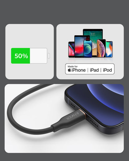 Anker <b>641</b> USB-C to Lightning Cable (Flow, 3 ft Silicone) Anker