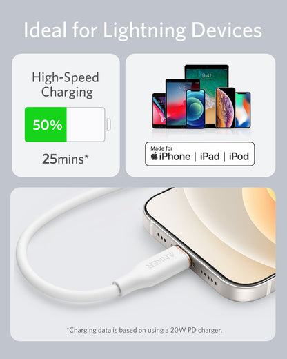 Anker <b>641</b> USB-C to Lightning Cable (Flow, 3 ft Silicone) Anker