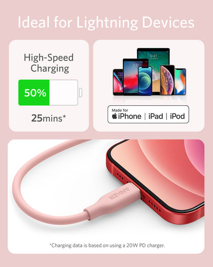 Anker <b>641</b> USB-C to Lightning Cable (Flow, 3 ft Silicone) Anker