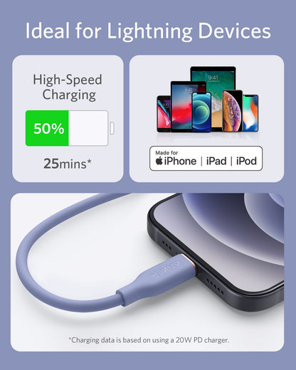 Anker <b>641</b> USB-C to Lightning Cable (Flow, 3 ft Silicone) Anker