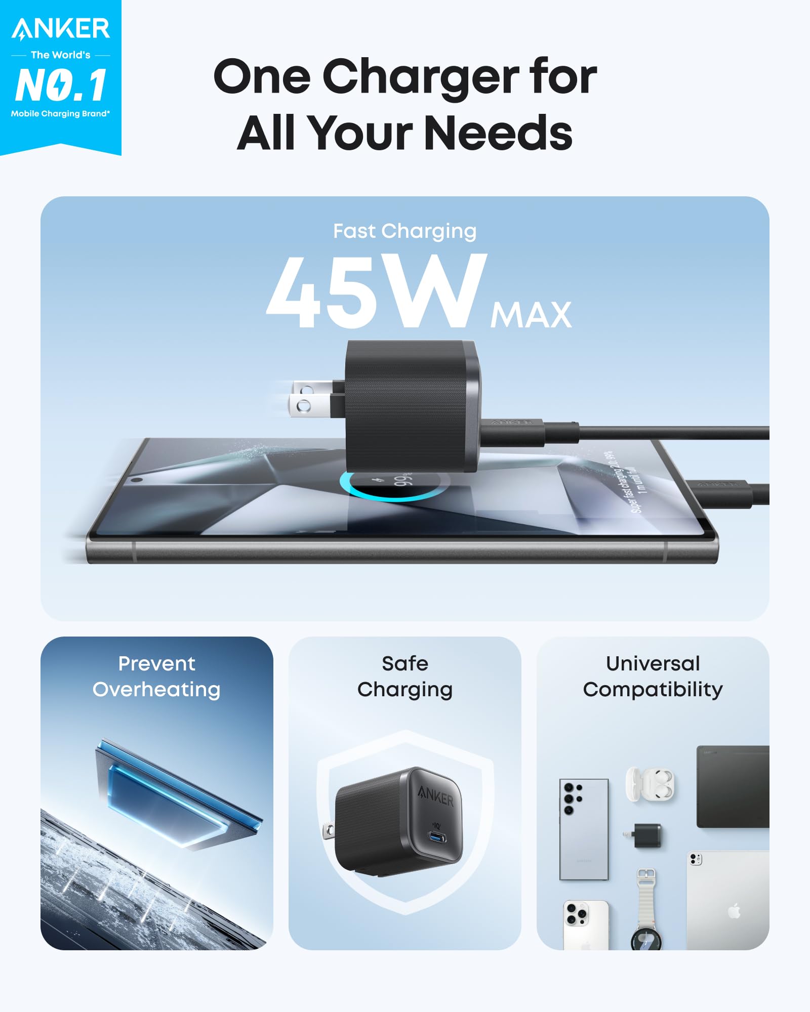 Anker Nano Charger (45W) with USB-C to USB-C Cable Anker
