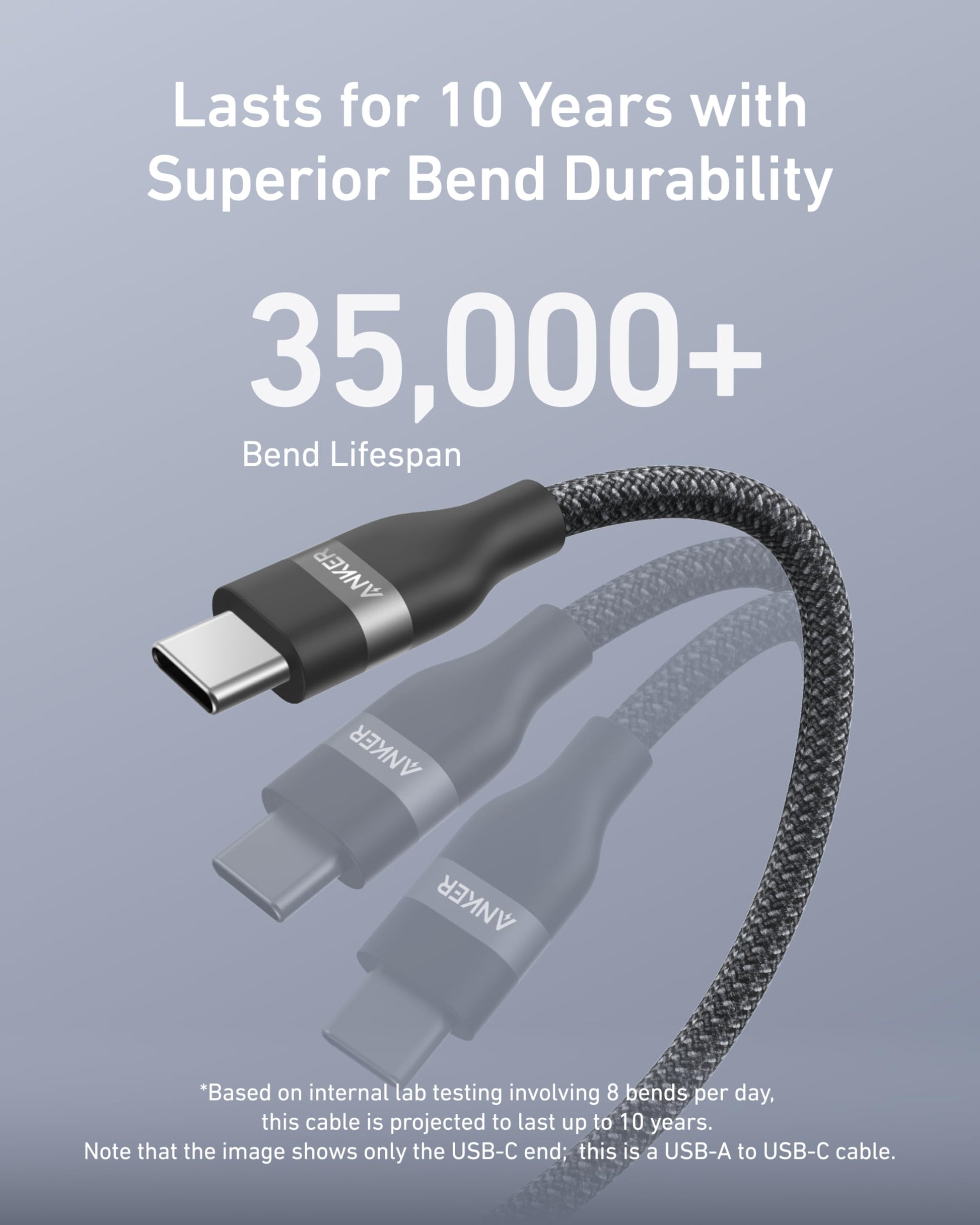 Anker USB-A to USB-C Cable (3 ft / 6 ft, Upcycled-Braided) Anker