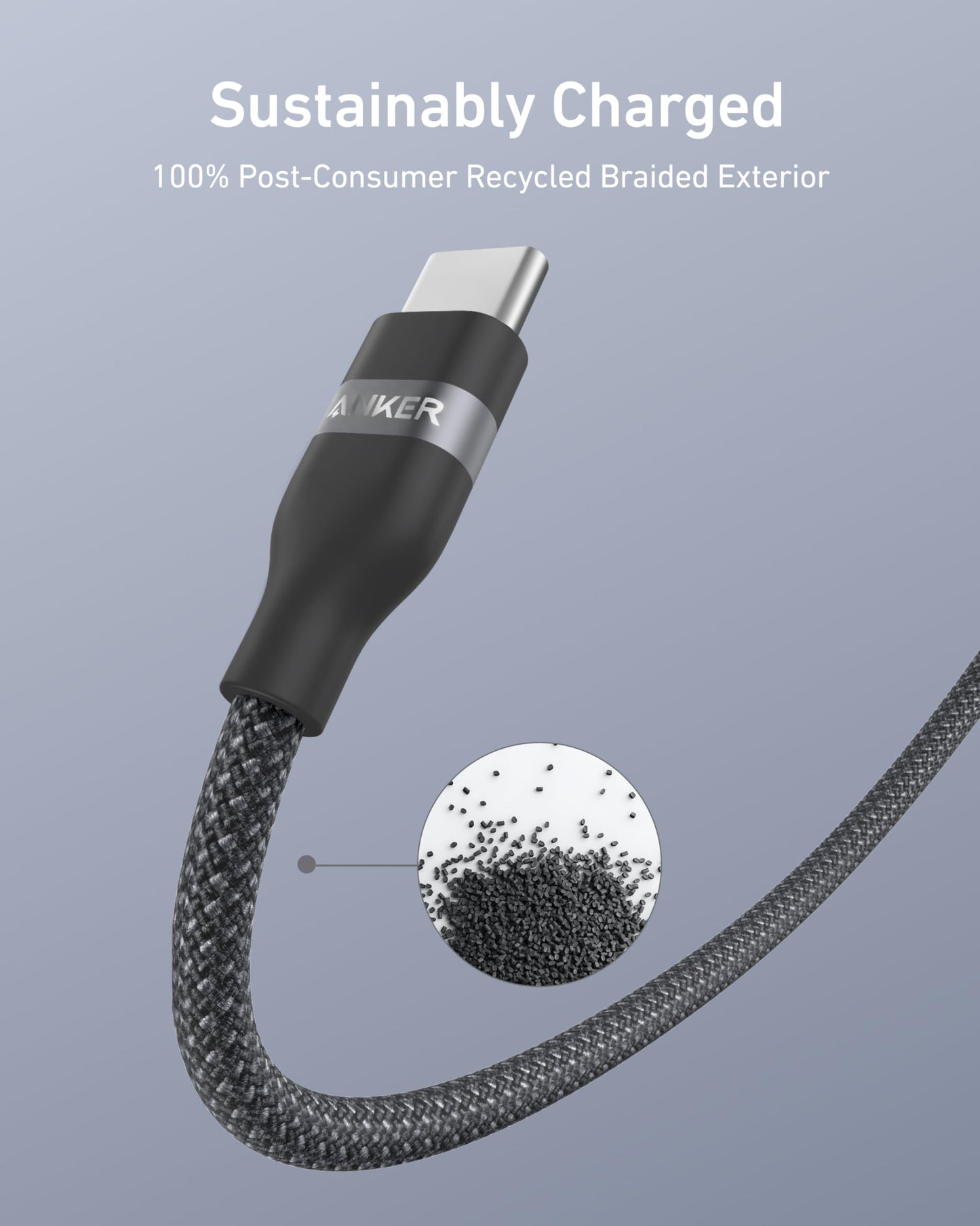Anker USB-A to USB-C Cable (3 ft / 6 ft, Upcycled-Braided) Anker