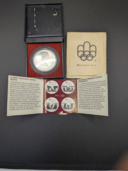 Canada 5 Dollars, XXL Summer Olympic Games, Montreal 1976 Fencing .925 Silver POS Nerds