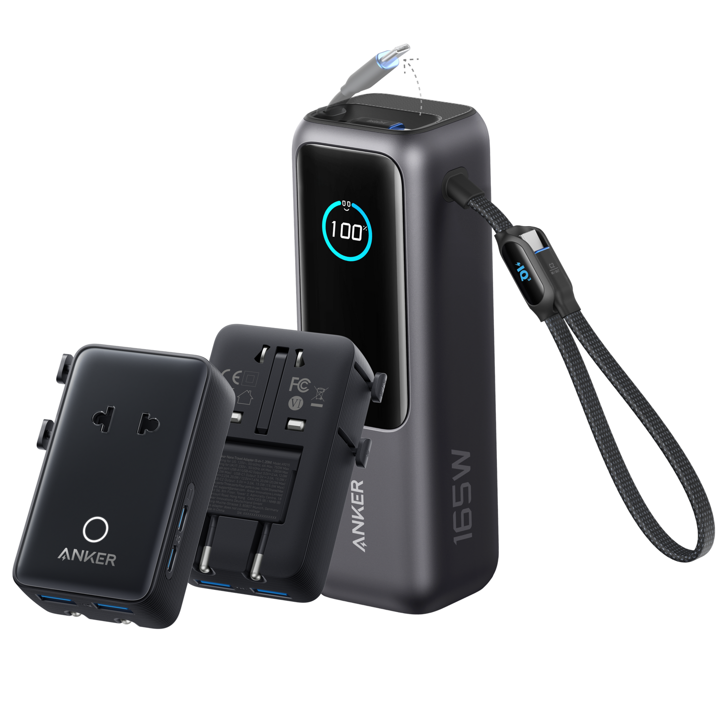 Anker Laptop Power Bank (25K, 165W, Built-In and Retractable Cables) Anker