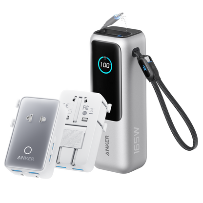 Anker Laptop Power Bank (25K, 165W, Built-In and Retractable Cables) Anker