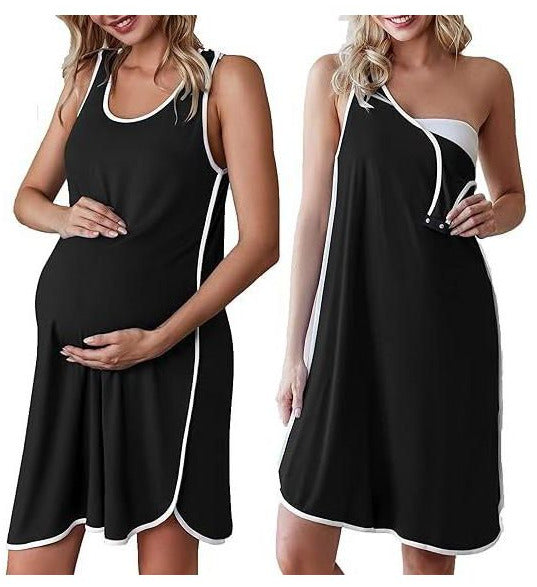 Ekouaer Labor & Delivery Gown- 3 in 1 Nursing/Breastfeeding/Nightgown - Size L POS Nerds
