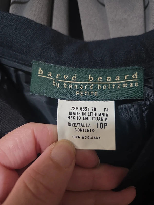 Vintage Harve Benard Petite 100% Wool Dress Pants Gray Tailored Trousers- 10P POS Nerds
