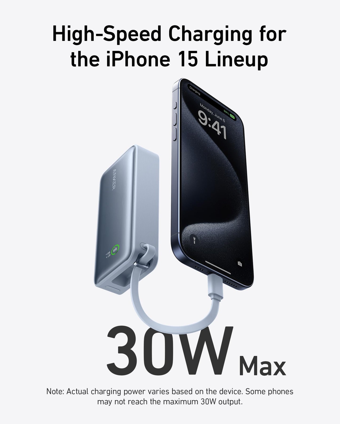 Anker Nano Power Bank (30W, Built-In USB-C Cable) Anker