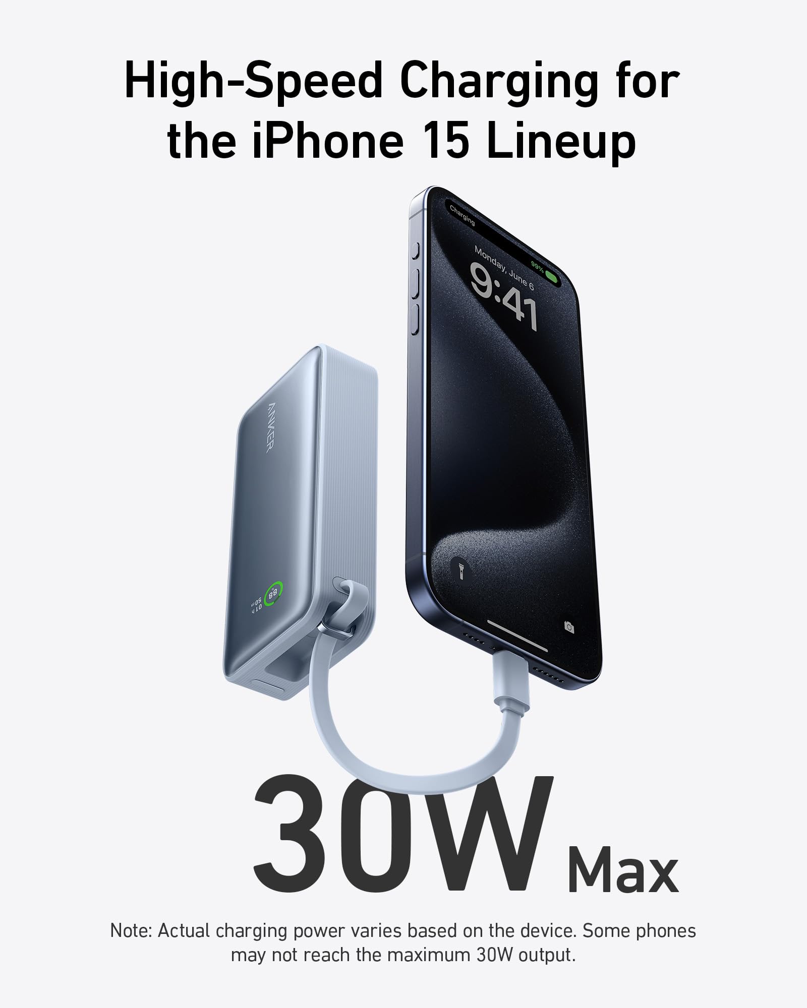 Anker Nano Power Bank (30W, Built-In USB-C Cable) Anker