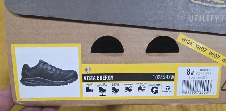 Keen Utility Vista Energy Black Composite Toe Safety Work Shoes- Womens Size 8W POS Nerds