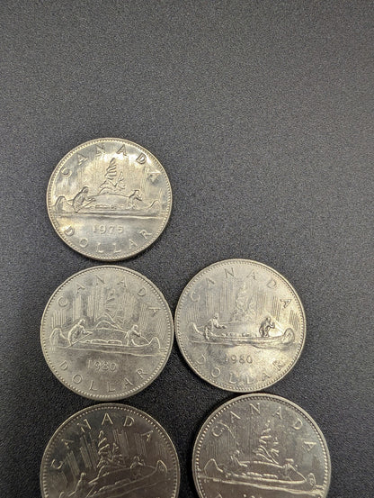 One Dollar Canada Canoe Coins  9 Coins 1975-1986 POS Nerds