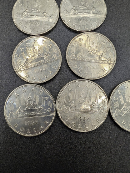 One Dollar Canada Canoe Coins  9 Coins 1975-1986 POS Nerds