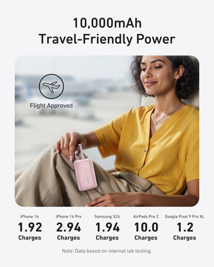Anker Zolo Power Bank (10K, 30W) with a 5.4-inch (13.7 cm) built-in USB-C cable. Anker