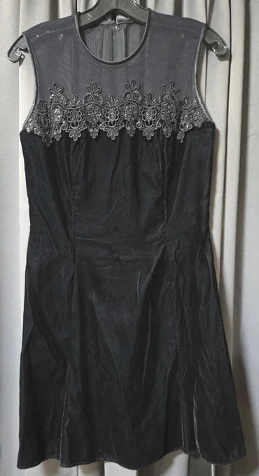 Vintage Scott McClintock Petites Black Velvet Dress Size 10 POS Nerds