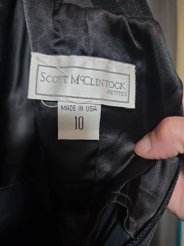 Vintage Scott McClintock Petites Black Velvet Dress Size 10 POS Nerds