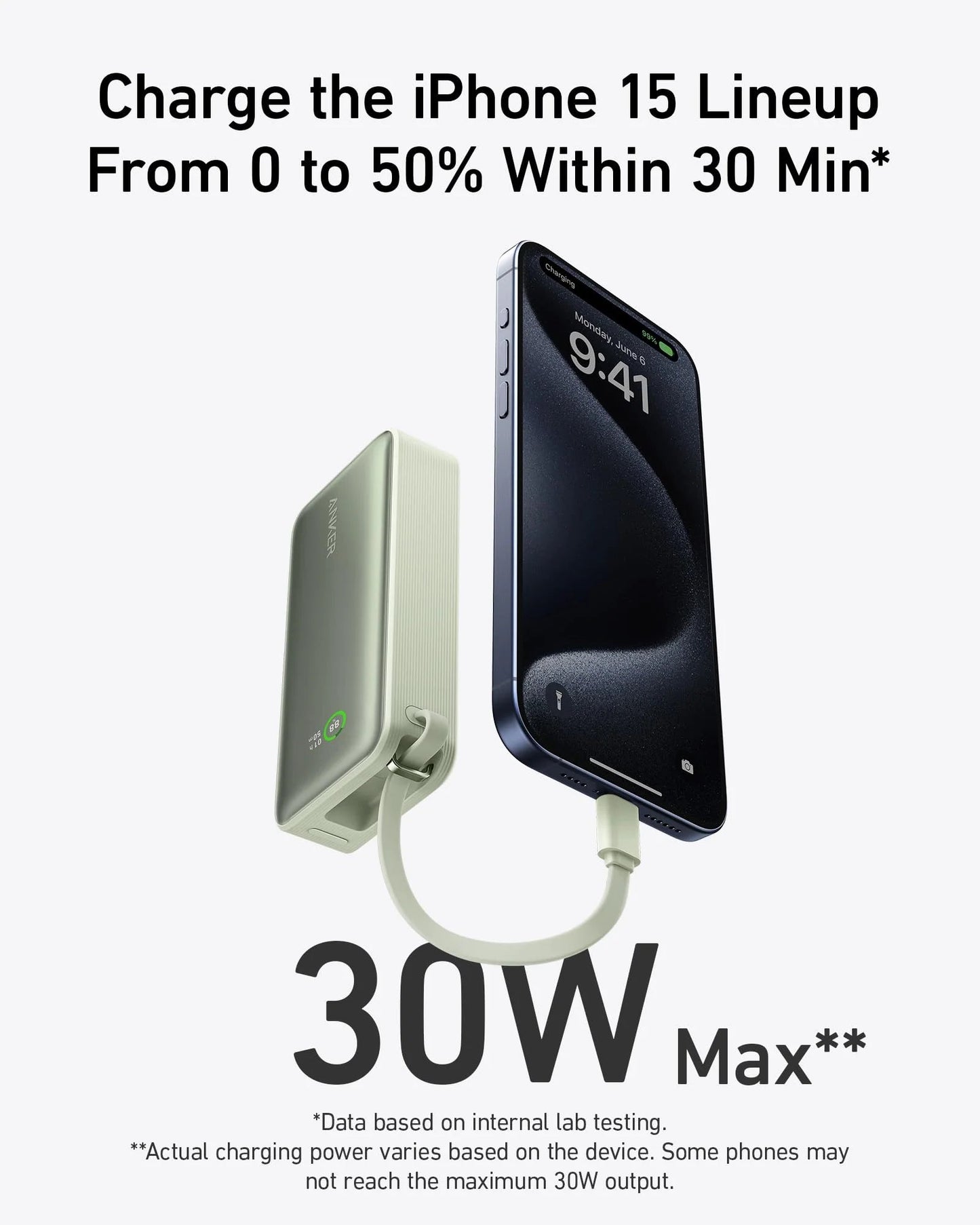 Anker Nano Power Bank (30W, Built-In USB-C Cable) Anker